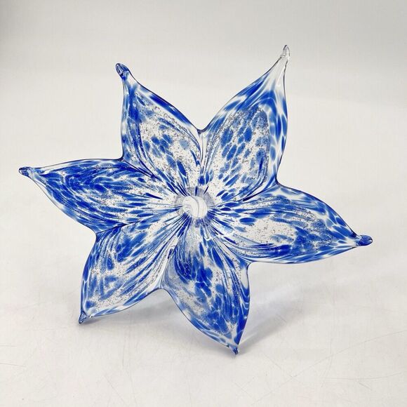 Set of 4 Vintage Murano Blown Glass Flowers Red Green Blue - Picture 3 of 16